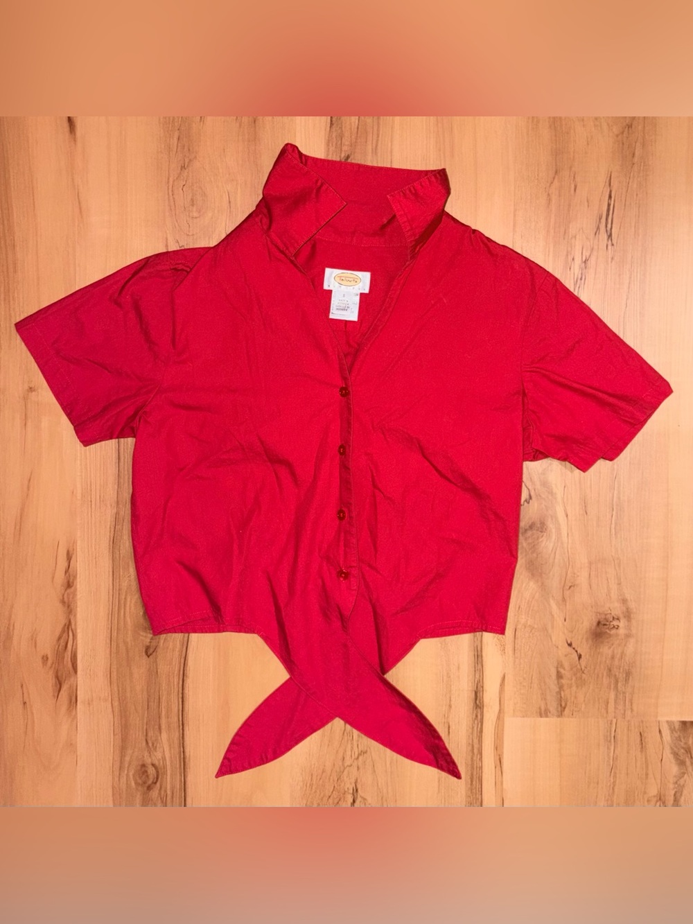 Talbots short-sleeved button-down top featuring a front tie detail